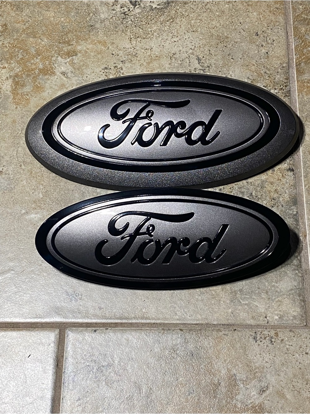 Ford F150 2018-2023 Front & Back Emblem Replacement in Stone Gray & Gloss Black